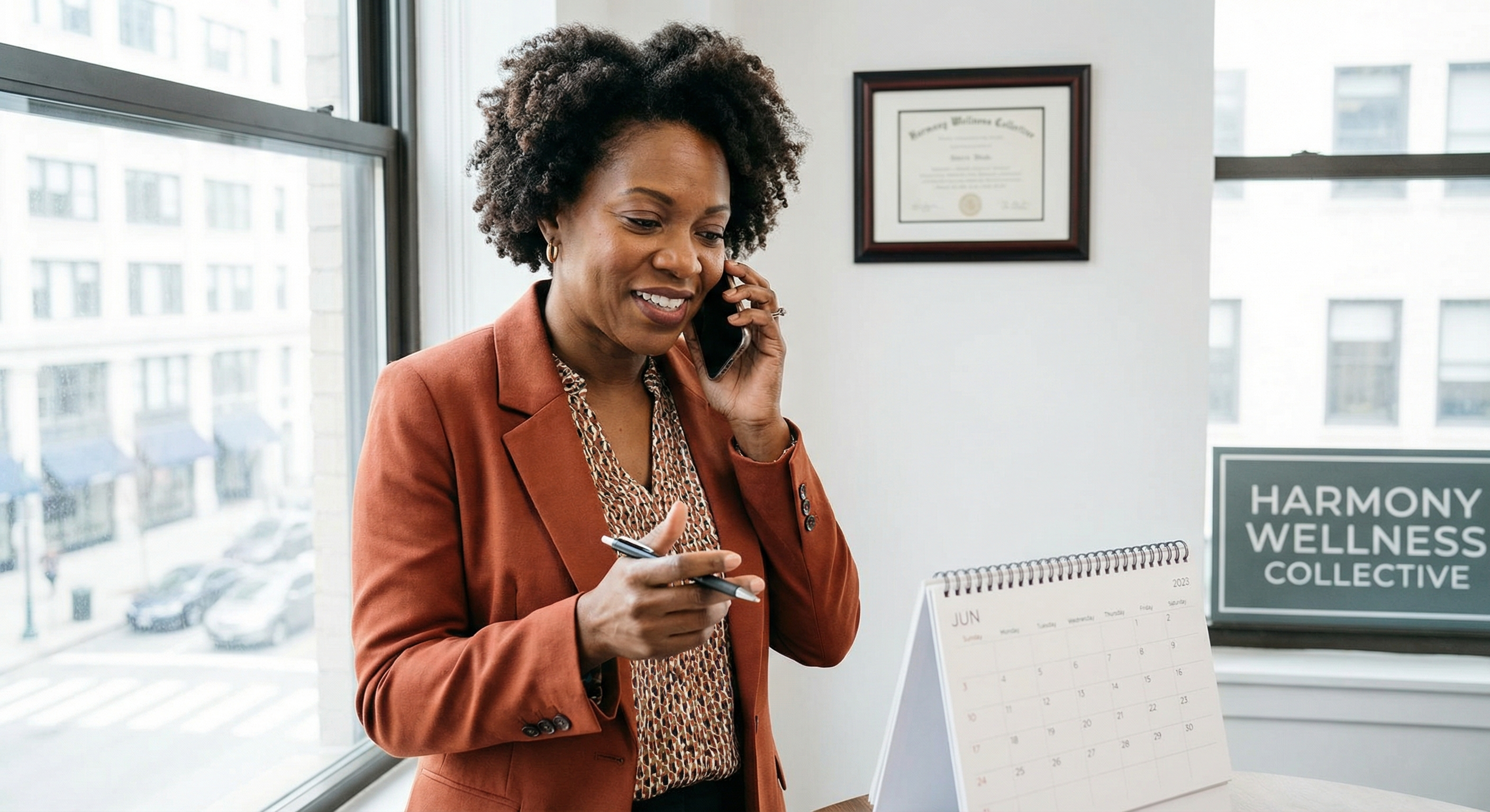 Woman booking appointment