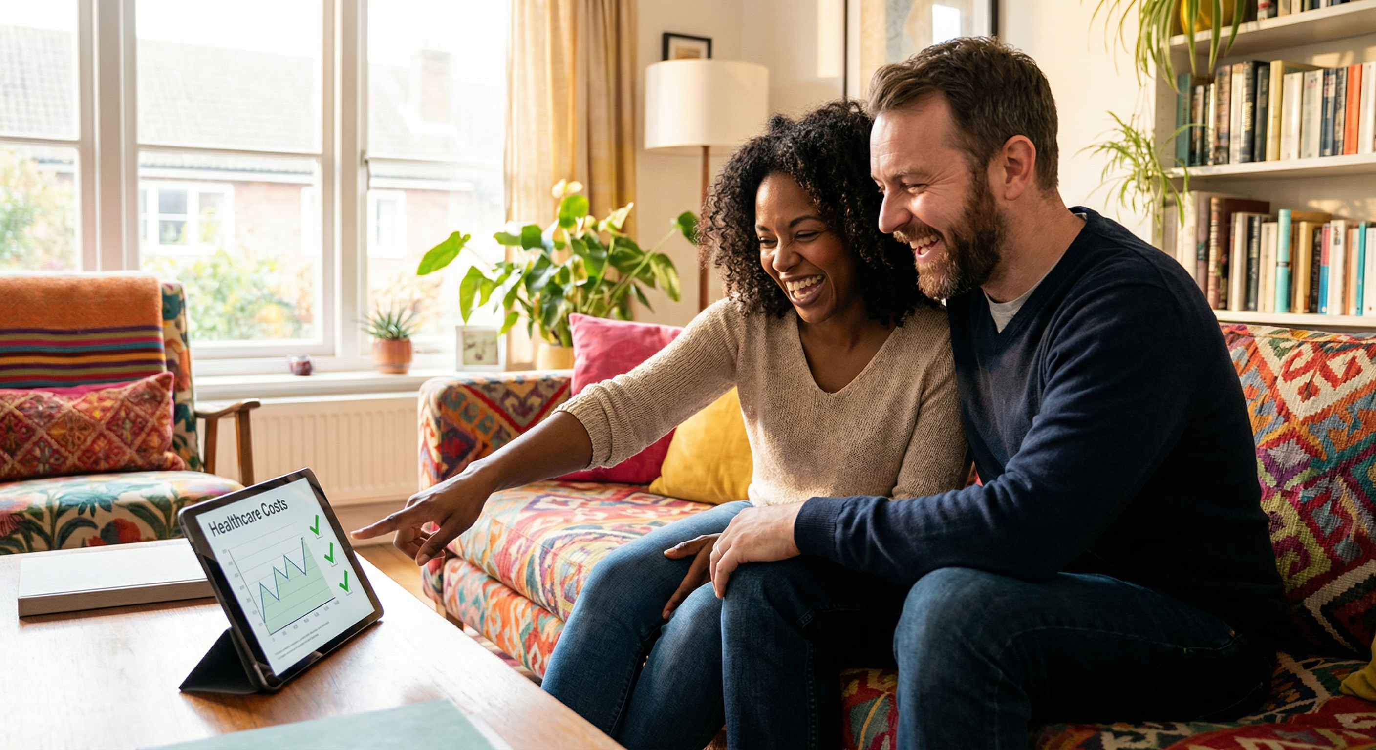 Couple comparing healthcare prices